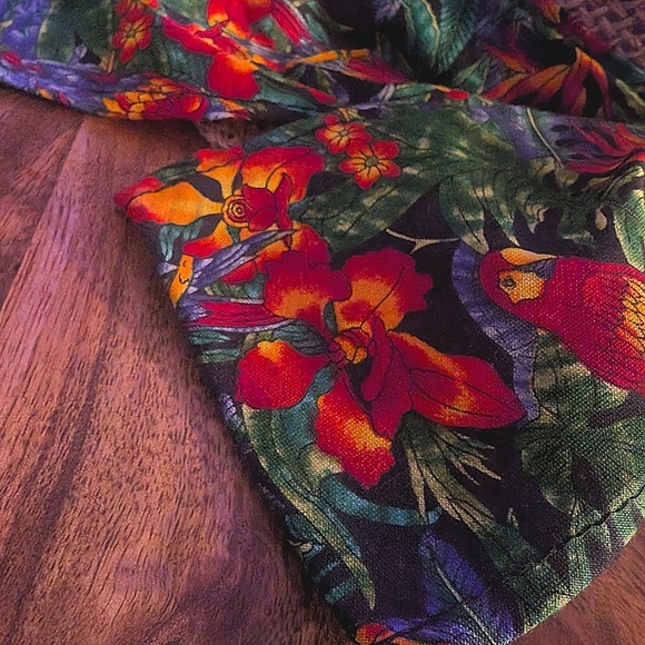 Vintage Scala Natural Rafia Straw Big Brim Sun Hat Tropical Multicolor Bow SZ SM main image 10